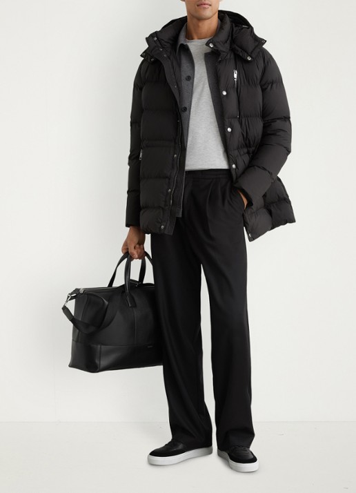 Reiss Lebane puffer jas met afneembare capuchon - voorkant 5 black / zwart
