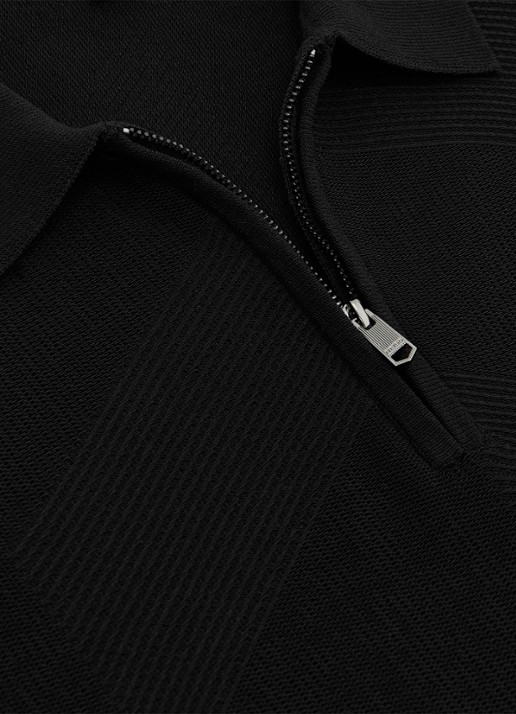 Reiss Leigham regular fit polo met halve rits - detail 3 black / zwart