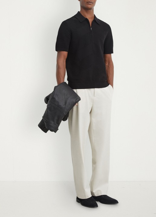 Reiss Leigham regular fit polo met halve rits - voorkant 6 black / zwart