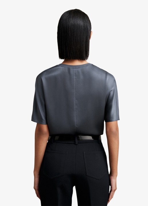 Reiss LENA Silk Short-Sleeve Top - achterkant 2 donkerblauw