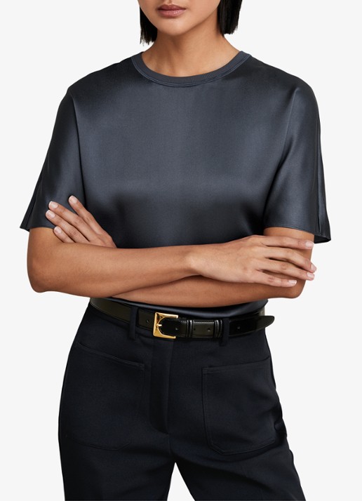 Reiss LENA Silk Short-Sleeve Top