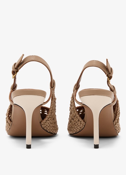 Reiss Lena slingback van geitenleer met gevlochten detail - achterkant 6 bruin