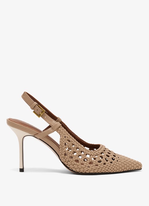 Reiss Lena slingback van geitenleer met gevlochten detail