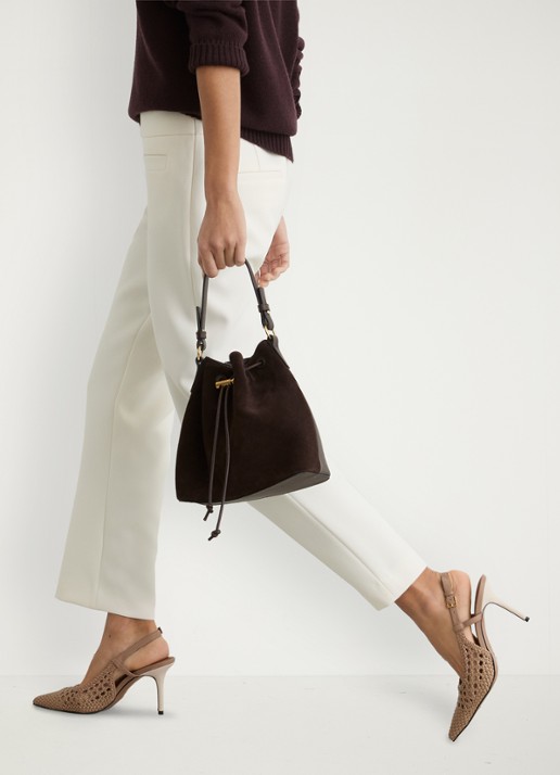 Reiss Lena slingback van geitenleer met gevlochten detail - voorkant 2 bruin