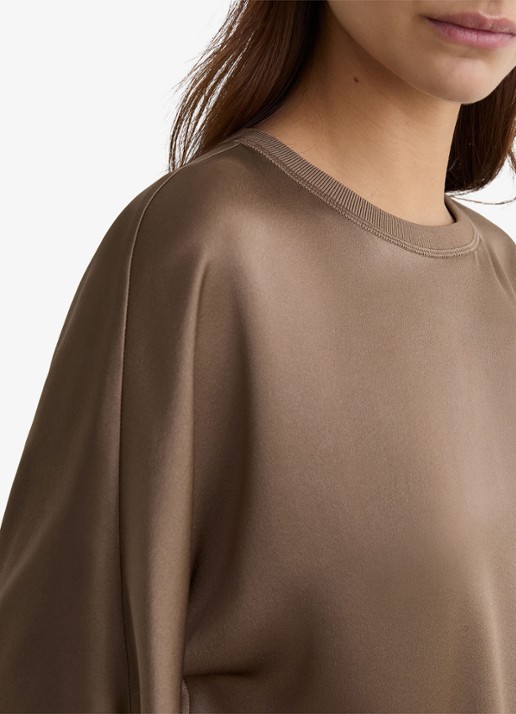 Reiss Lena top van zijde  - detail 2 bruin