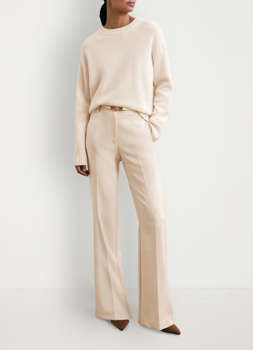 Reiss Leona high waist flared fit pantalon - voorkant 6 creme