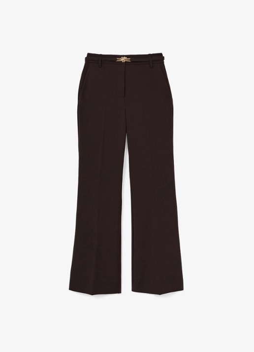 Reiss Leona high waist flared fit pantalon - voorkant 5 aubergine