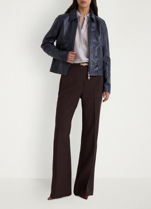 Reiss Leona high waist flared fit pantalon - voorkant 6 aubergine