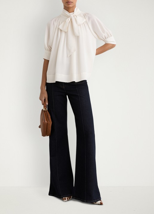 Reiss Lerina blouse met sjaalkraag - voorkant 3 wit