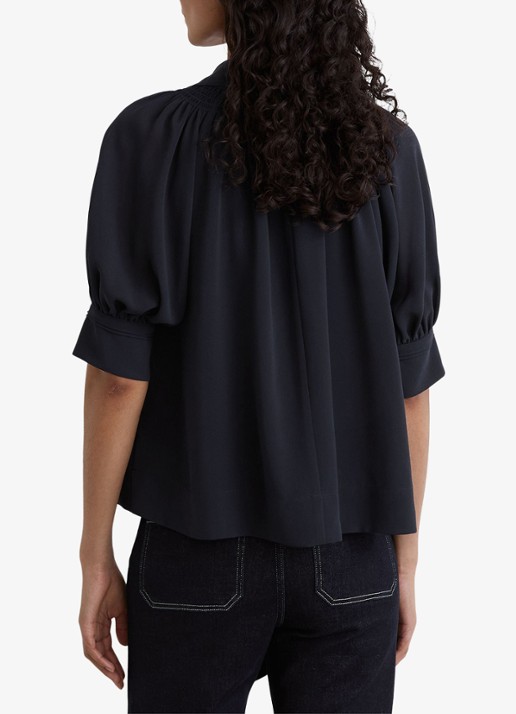 Reiss Lerina blouse met sjaalkraag - achterkant donkerblauw