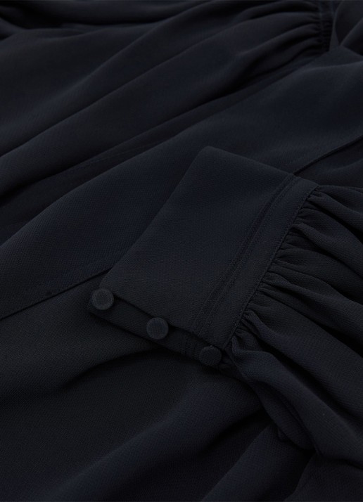 Reiss Lerina blouse met sjaalkraag - detail 5 donkerblauw