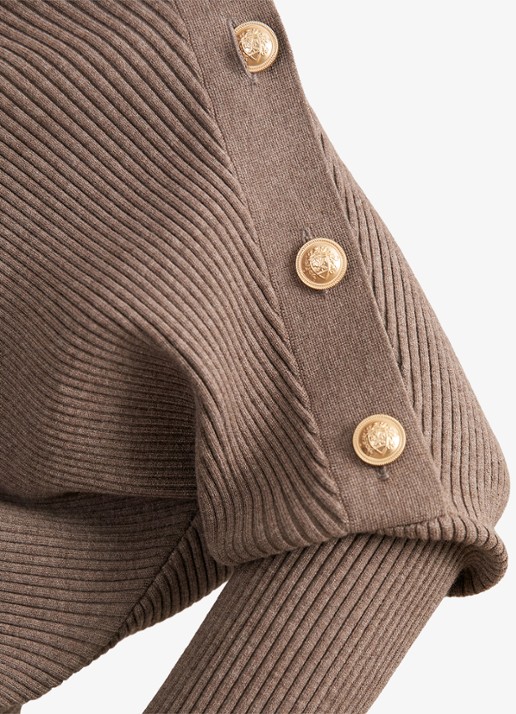 Reiss Lexi ribgebreide top met geknoopt detail - detail 3 taupe