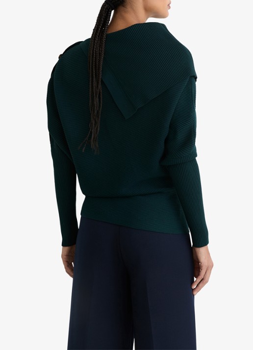 Reiss Lexi ribgebreide top met geknoopt detail - achterkant donkerblauw