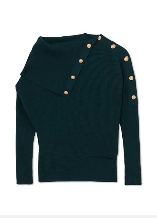 Reiss Lexi ribgebreide top met geknoopt detail - voorkant 5 donkerblauw