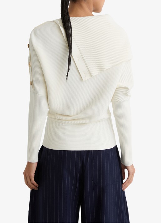 Reiss Lexi ribgebreide top met geknoopt detail - achterkant 7 wit