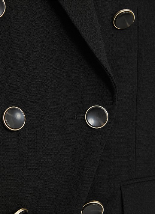 Reiss Lia double-breasted blazer in wolblend - detail 3 black / zwart