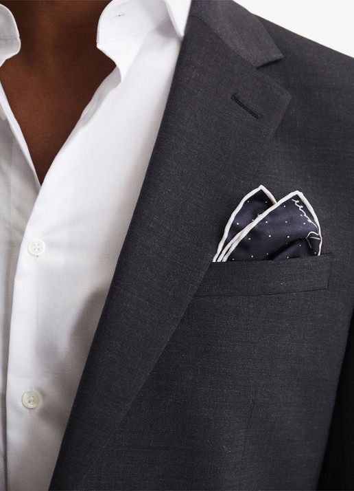 Reiss Liam pochet van zijde met stippenprint - detail 3 navy / blauw