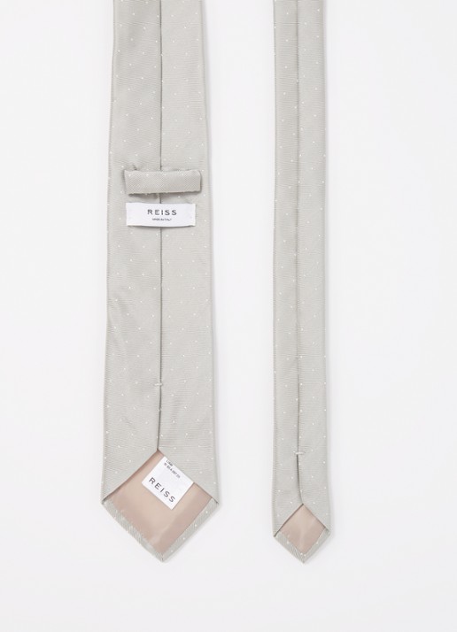 Reiss Liam stropdas in zijdeblend met stippenprint  - detail 3 goud