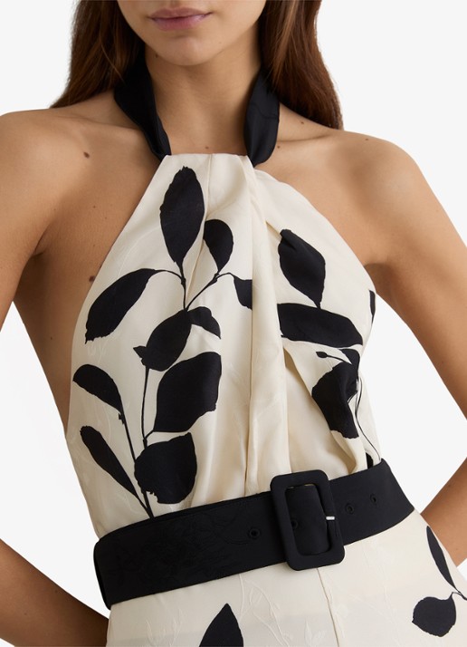 Reiss Libby midi jurk met bloemenprint - detail 5 ivoor