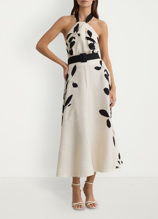 Reiss Libby midi jurk met bloemenprint - voorkant 3 ivoor