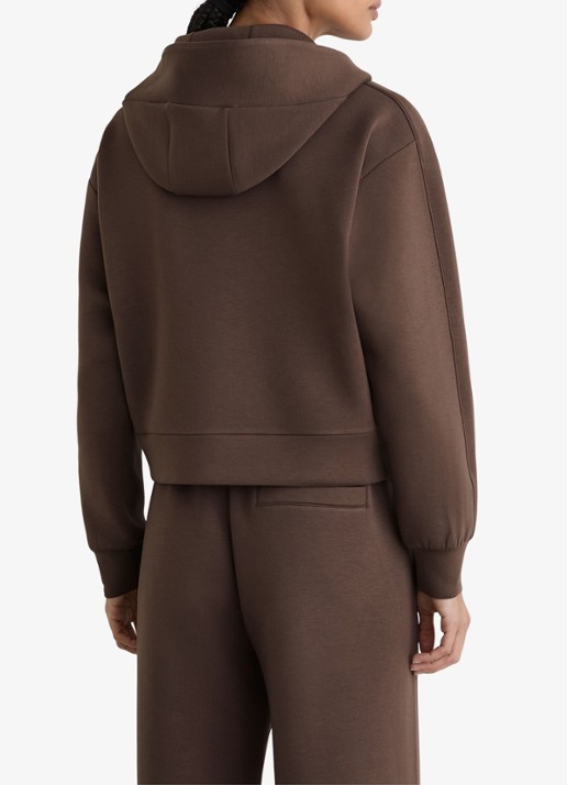 Reiss Lockie hoodie met halve rits - achterkant donkerbruin