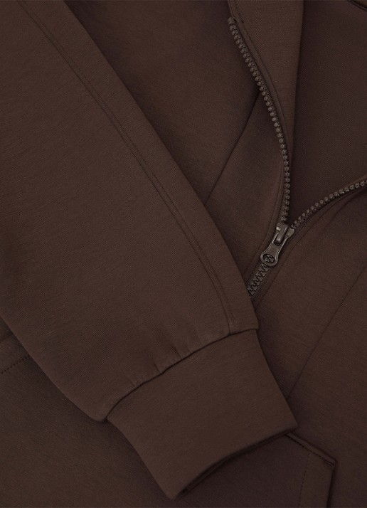 Reiss Lockie hoodie met halve rits - detail 7 donkerbruin