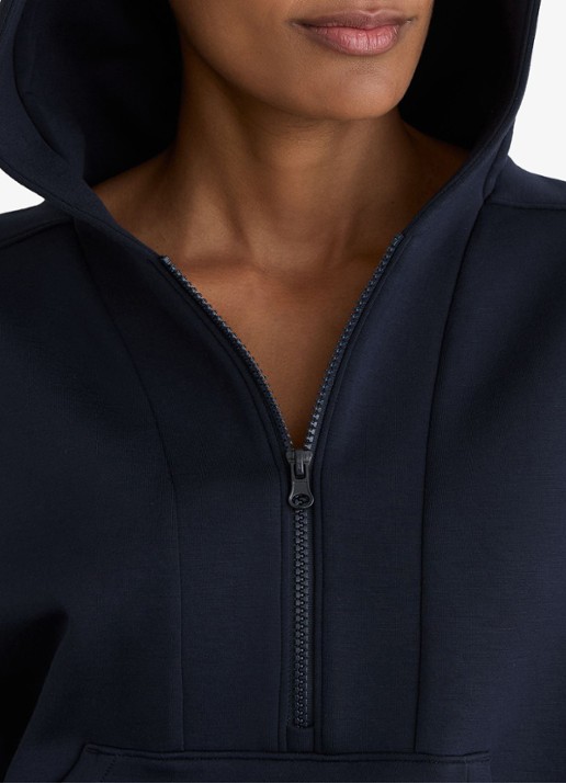 Reiss Lockie hoodie met halve rits - detail 3 donkerblauw