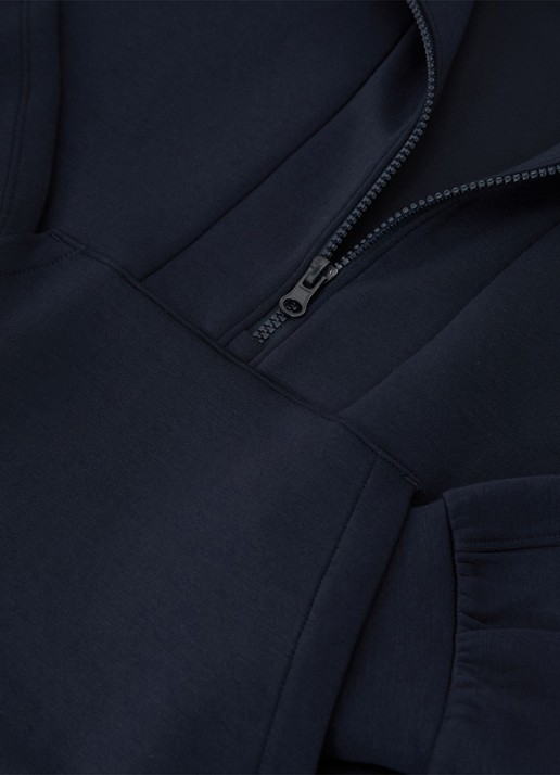 Reiss Lockie hoodie met halve rits - detail 4 donkerblauw
