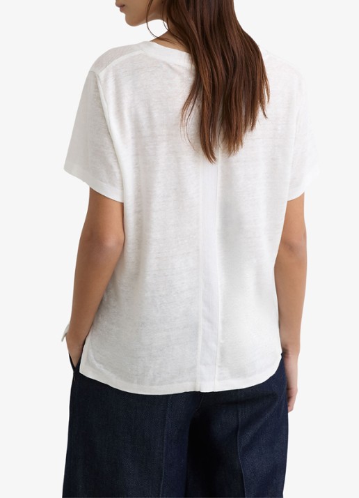 Reiss Lola T-shirt van linnen met V-hals - achterkant wit