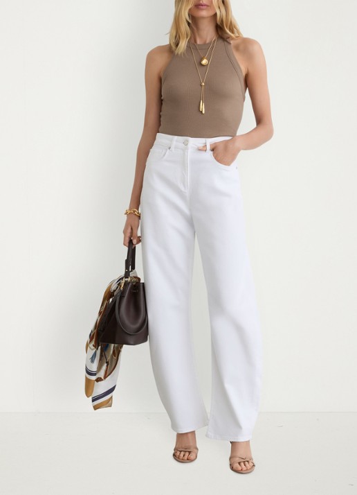 Reiss Lolana tanktop met ribstructuur - voorkant 6 beige