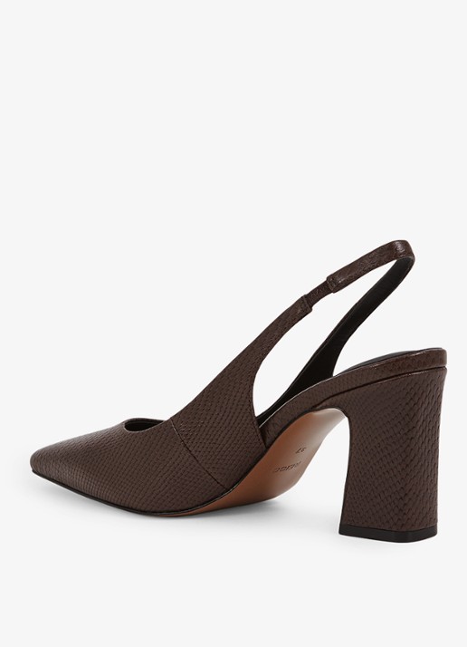 Reiss Lorena slingback van kalfsleer met structuur - achterkant 2 donkerbruin