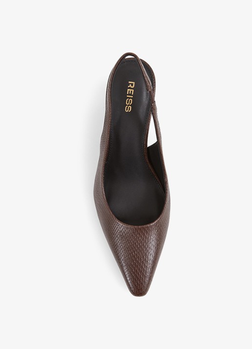 Reiss Lorena slingback van kalfsleer met structuur - detail 4 donkerbruin