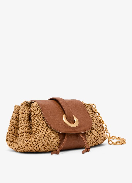 Reiss Lori schoudertas met details van leer - detail bruin