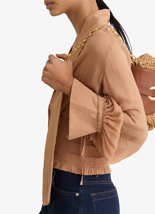 Reiss Lori schoudertas met details van leer - voorkant 5 bruin