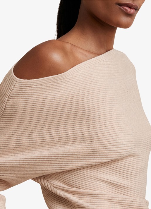 Reiss Lorna fijngebreide trui met asymmetrisch hals - detail 4 beige