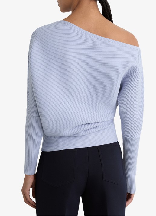 Reiss Lorna fijngebreide trui met asymmetrisch hals - achterkant 6 donkerblauw