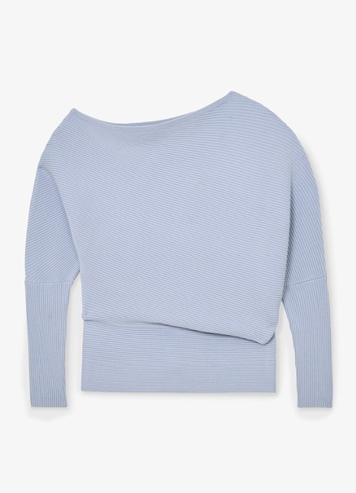 Reiss Lorna fijngebreide trui met asymmetrisch hals - voorkant donkerblauw