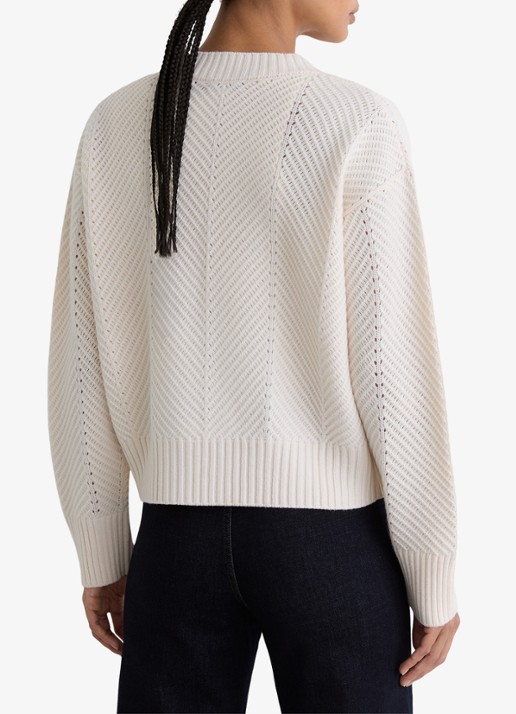 Reiss Lottie grofgebreid vest in kasjmierblend met structuur - achterkant 3 beige