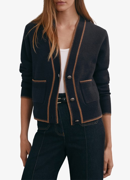 Reiss Louisa ribgebreide vest met steekzakken
