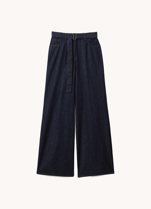 Reiss Luca high waist wide leg jeans met ceintuur - voorkant 4 indigo