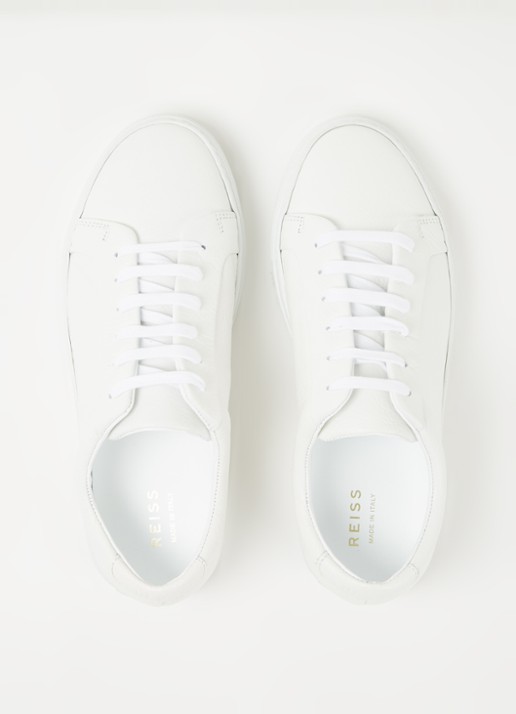Reiss Luca Tumbled sneaker van leer - detail 4 white / wit