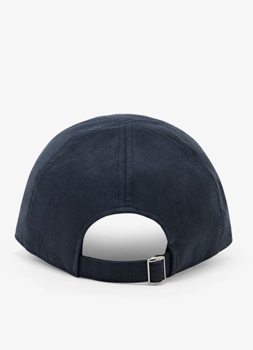 Reiss Lucas pet van linnen met logoborduring - achterkant 2 blauw
