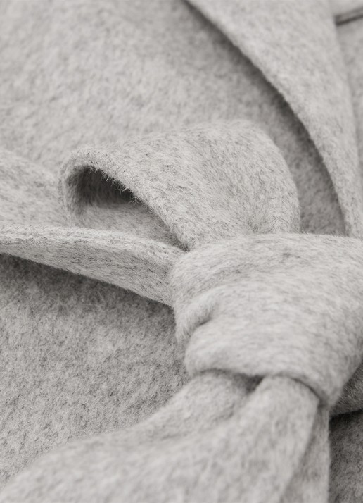 Reiss Lucia double-breasted mantel in wolblend met strikceintuur - detail 4 grijs