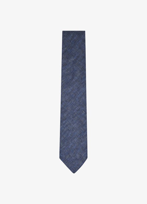 Reiss Luciano stropdas van linnen  - voorkant 4 navy / blauw