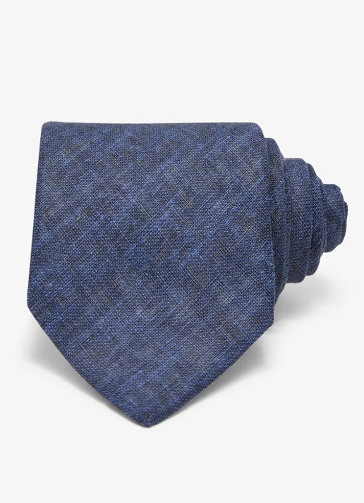 Reiss Luciano stropdas van linnen  - voorkant 5 navy / blauw