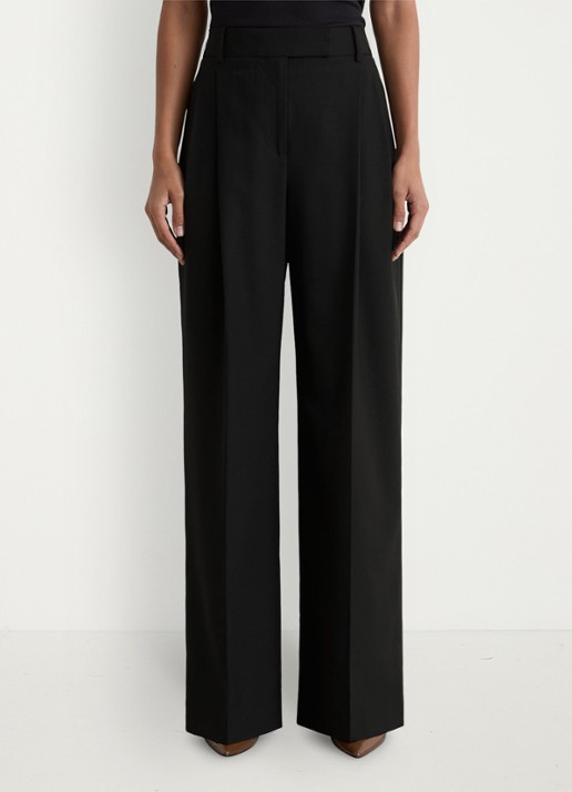 Reiss LUNA high waist wide fit pantalon in wolblend