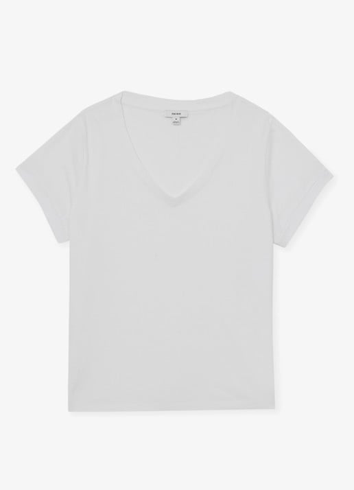 Reiss Luna T-shirt met V-hals  - voorkant 7 wit