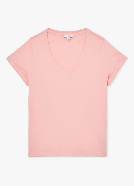 Reiss Luna T-shirt met V-hals  - voorkant oudroze