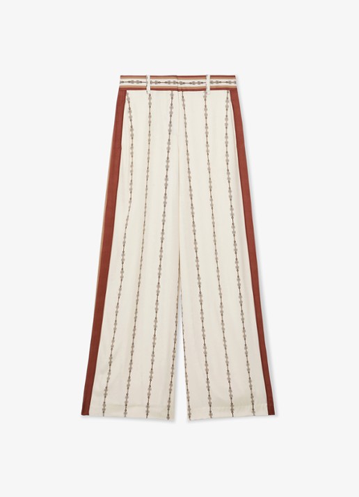 Reiss Lydia high waist wide fit pantalon met print - voorkant 5 wit
