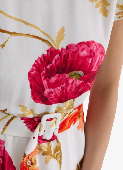 Reiss Lyra midi jurk met bloemenprint en ceintuur - detail 2 roze